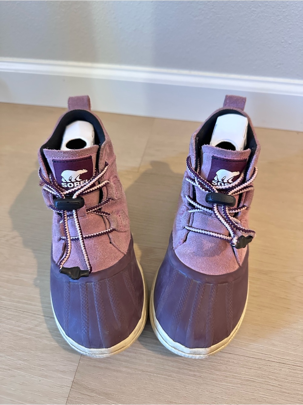 Sorel Kids' Pink and Plum Suede Duck Boots